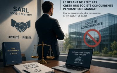 INTERDICTION DE PRINCIPE POUR LE GERANT DE SARL DE CREER UNE SOCIETE CONCURRENTE PENDANT SON MANDAT